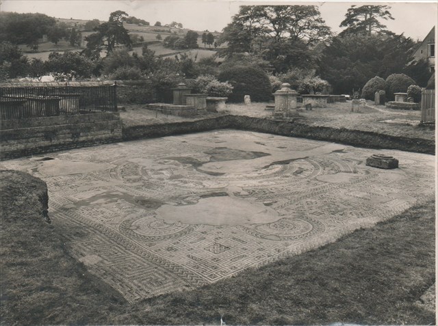 Woodchester Orpheus Pavement in 1973, when it was last uncovered